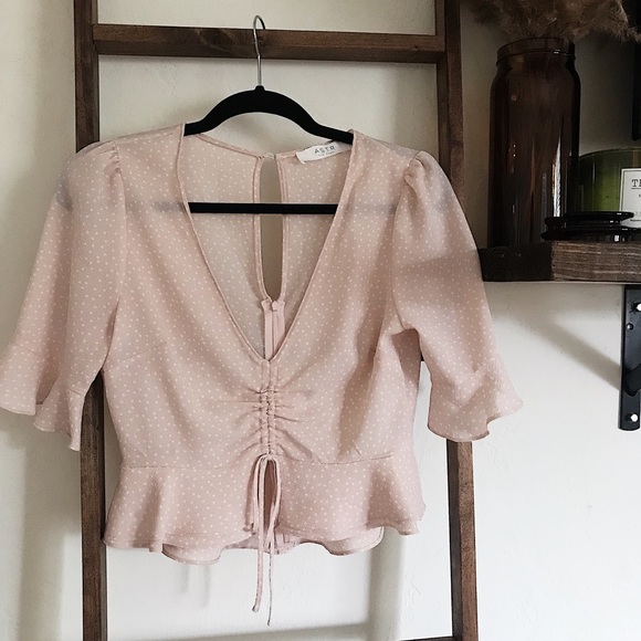 ASTR The Label Cinch Front Blouse in Blush | Sz Sm - Picture 2 of 5